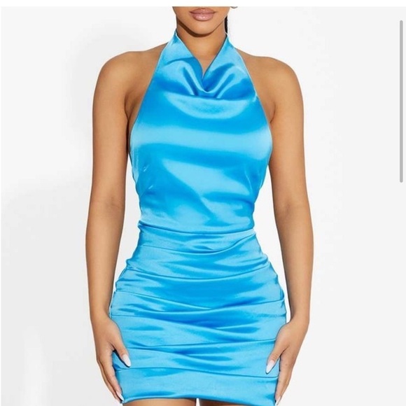 Naked Wardrobe Flossy-Glossy Silky Halter Mini Short Dress, Size XS, NWOT - Picture 3 of 10